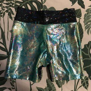 Rave Wonderland Holographic Snake Biker Shorts